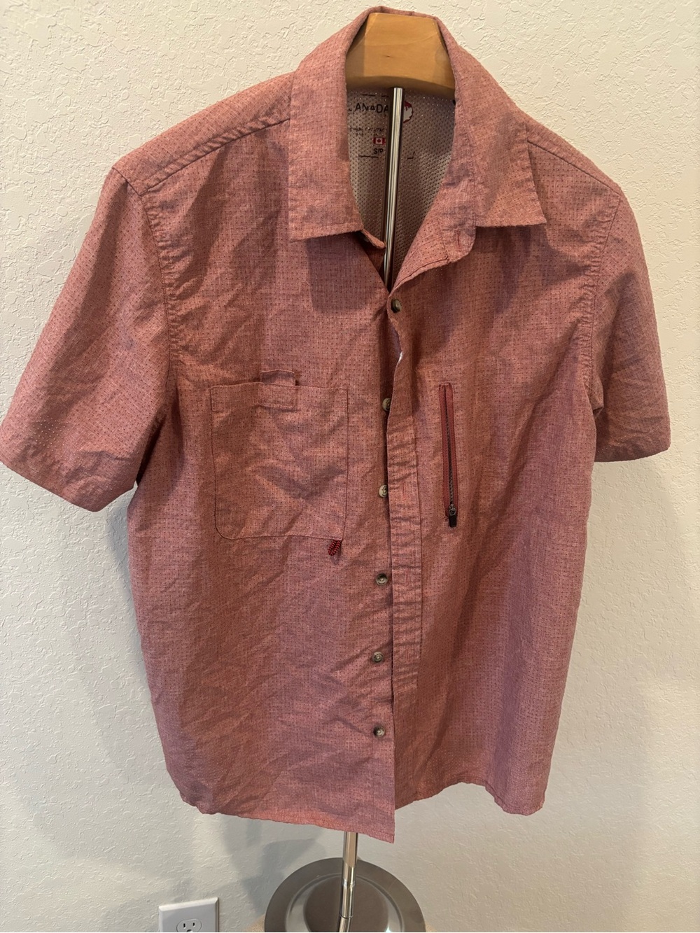 Canada Weather Gear Fishing Shirt Red Air Mesh Vented Utility Mens Small